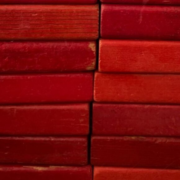 36 Vtg Playskool Red Wooden Building Blocks Toy Rounded Edges 3.5" L x 1.5" W - Picture 4 of 5